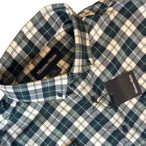 NWT Mizzen+Main City Flannel Twill White Kent Plaid L Large NEW $158